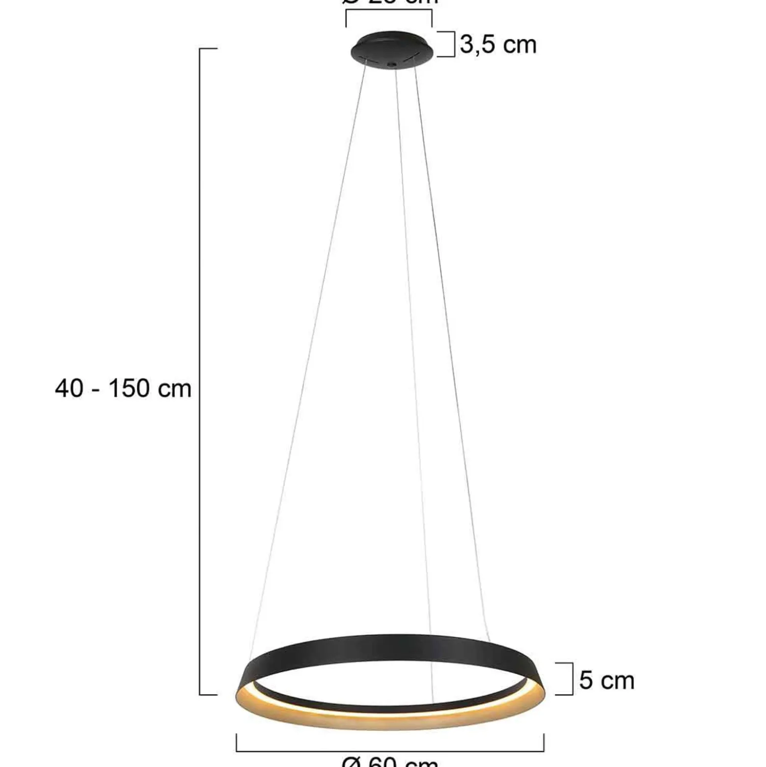 LED-Hängeleuchte Ringlux, 1-flammig, schwarz, Metall