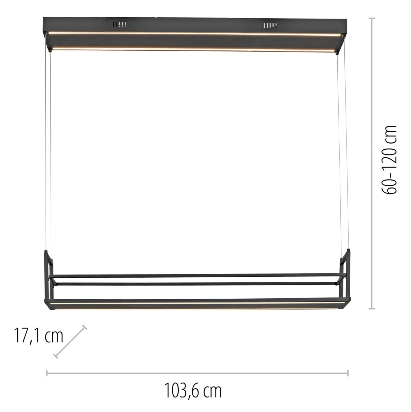 LED-Hängeleuchte Sontura, schwarz, Eisen, Regal dekorierbar