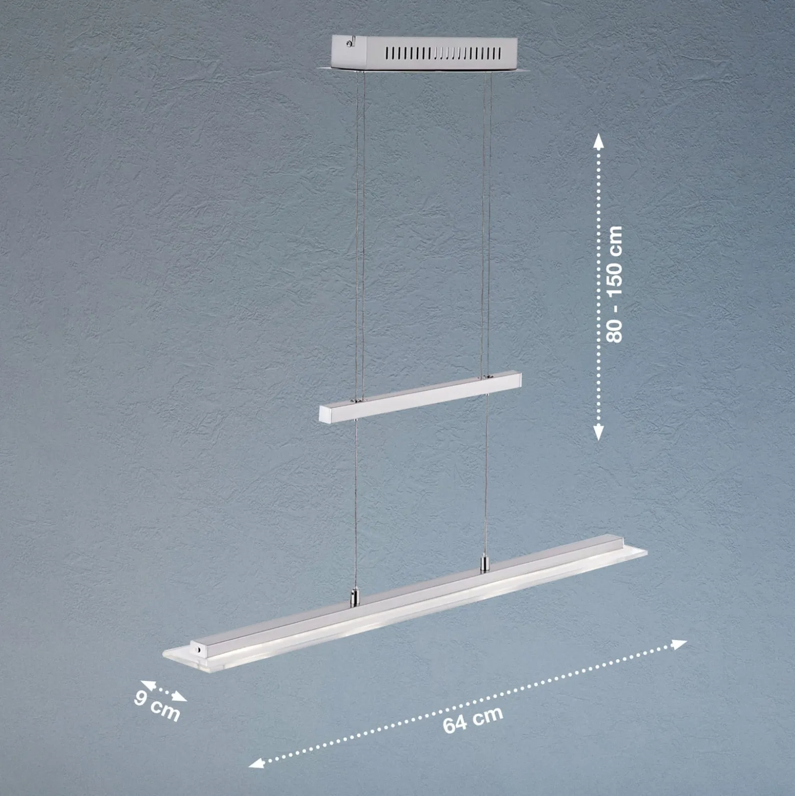 LED-Hängeleuchte Tenso, nickel, 64 cm, Metall, CCT, Dimmer