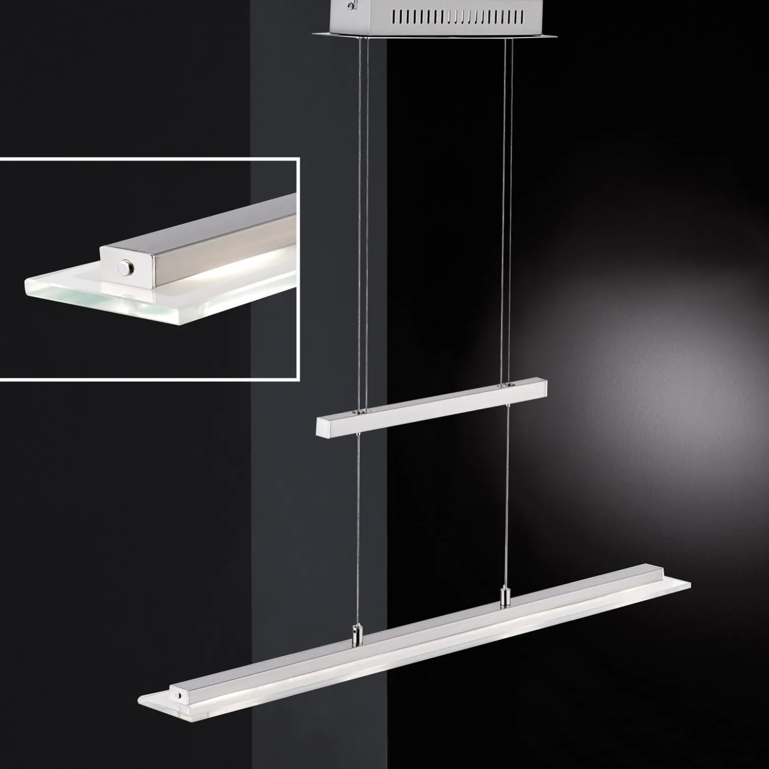 LED-Hängeleuchte Tenso, nickel, 64 cm, Metall, CCT, Dimmer