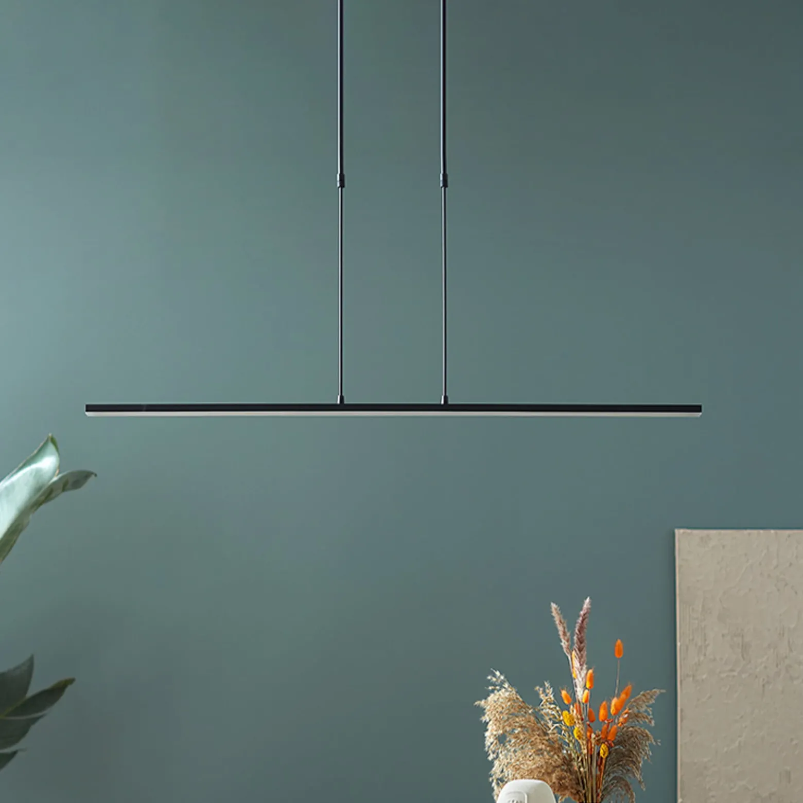 LED-Hängeleuchte Zelena, schwarz, Länge 122cm, Metall, CCT
