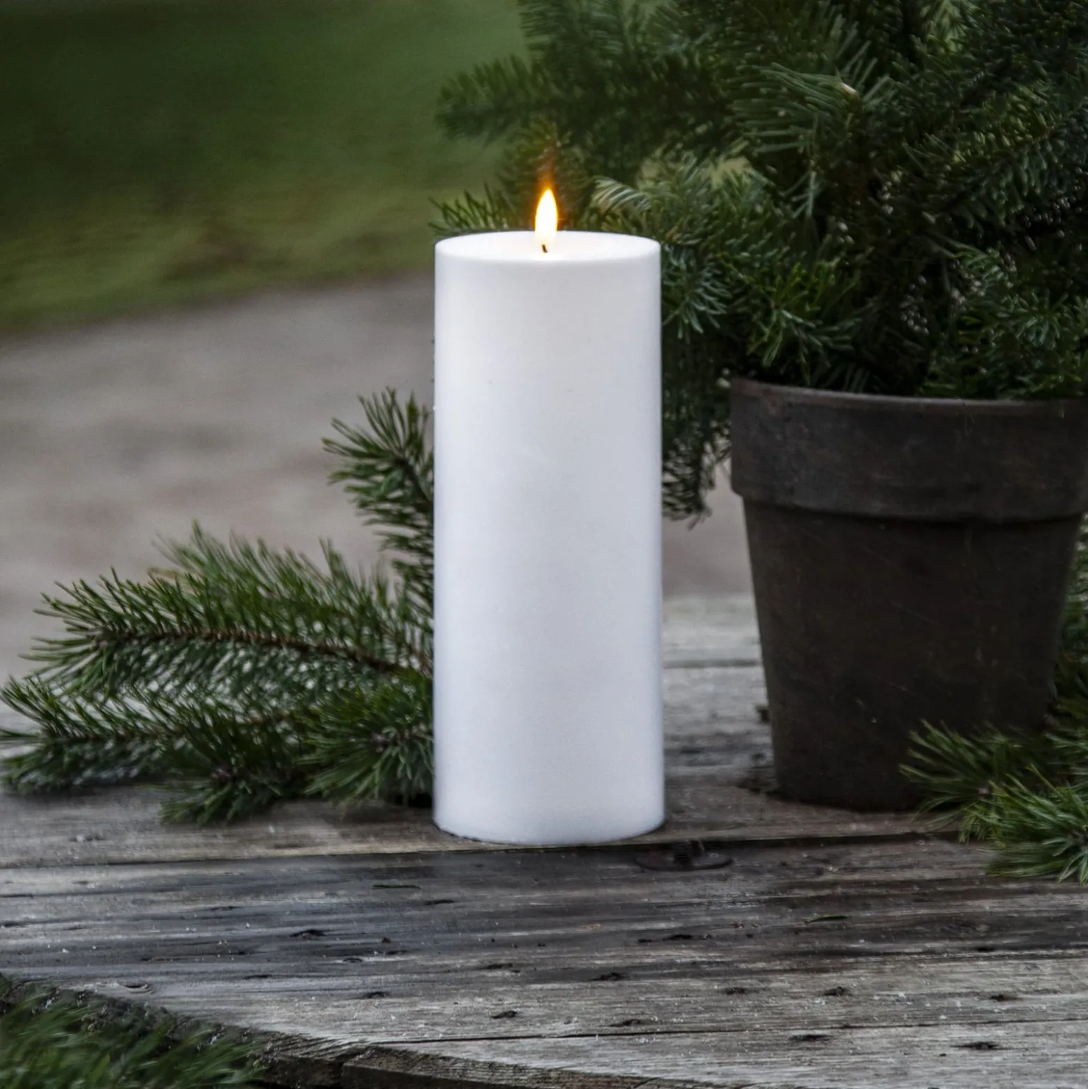 LED-Kerze Flamme Rak 27,5 cm weiß Kunststoff Batteriebetrieb