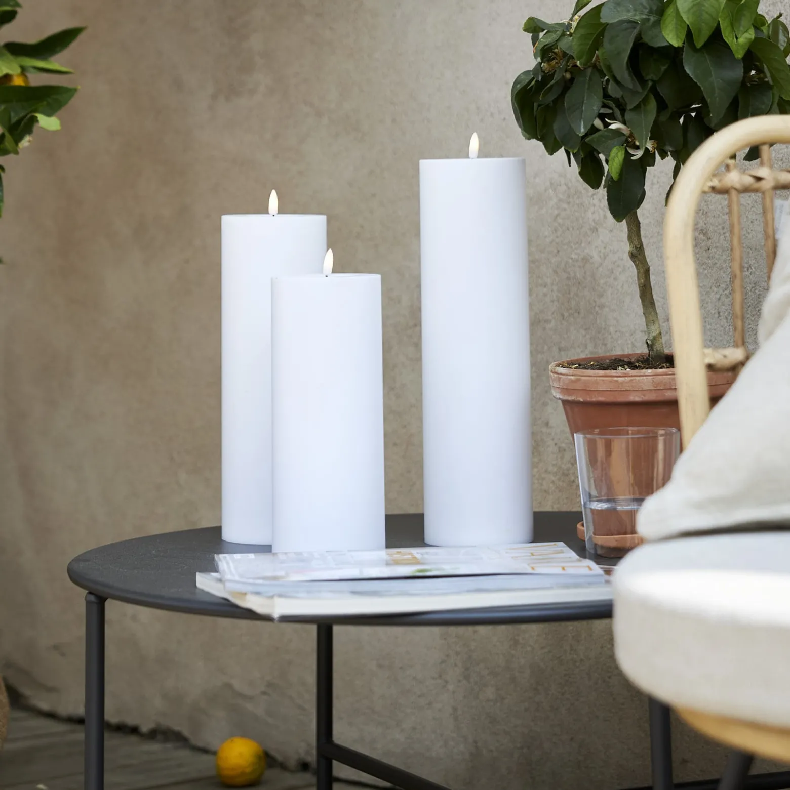 LED-Kerze Flamme Rak 27,5 cm weiß Kunststoff Batteriebetrieb