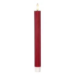 LED-Kerze Flamme Stripe, rot, 25 cm, Wachs, Batterie 2er-Set