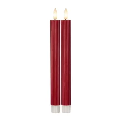 LED-Kerze Flamme Stripe, rot, 25 cm, Wachs, Batterie 2er-Set