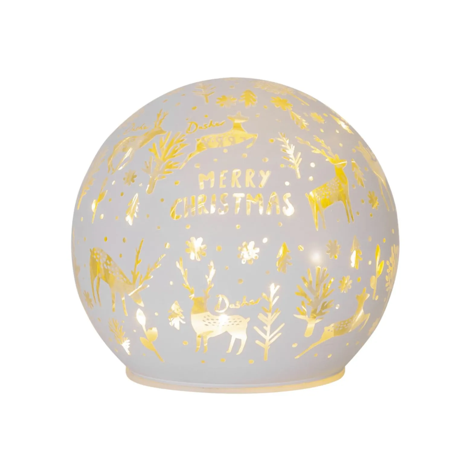 LED-Kugellampe Merry X-Mas Ø 12 cm weiß Glas Batteriebetrieb