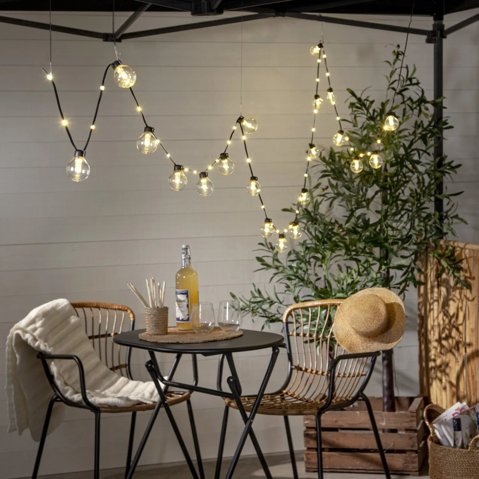 LED-Lichterkette Bolla, klar, Kunststoff Länge 5,3 m 20-flg.
