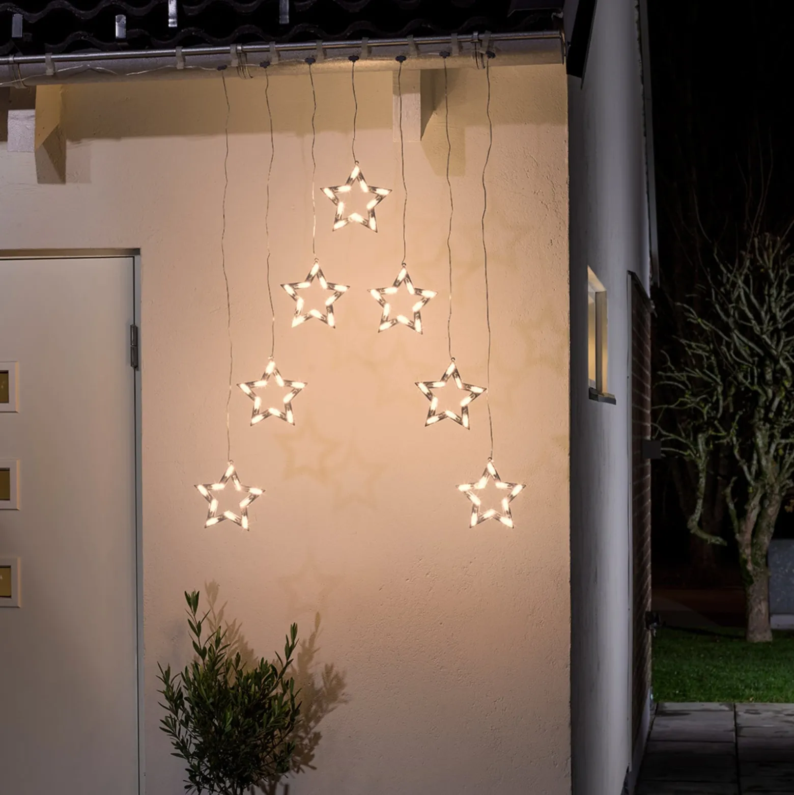 LED-Lichtervorhang Sterne 70-flg.