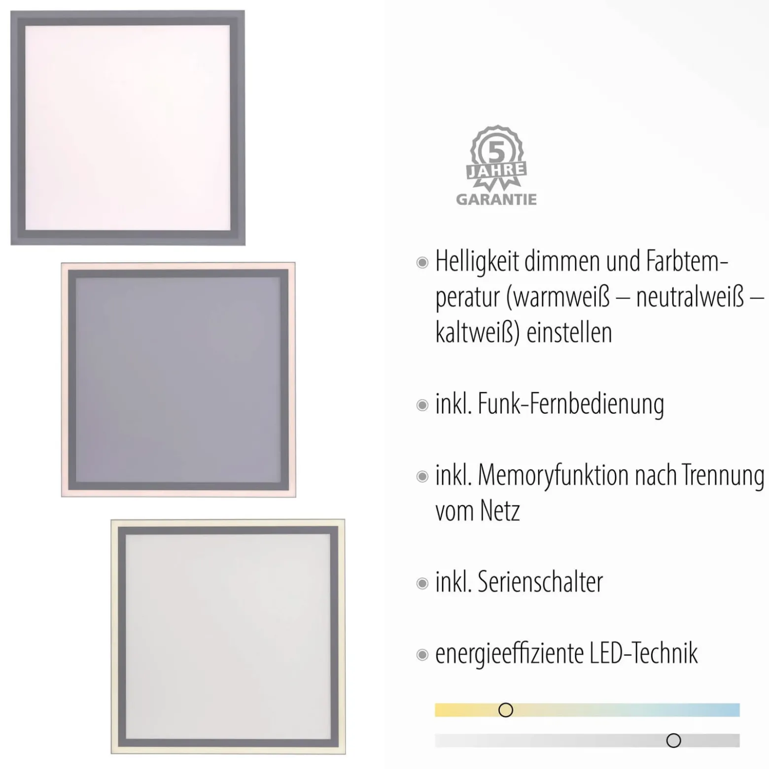 LED-Panel Edging, tunable white, 46x46 cm