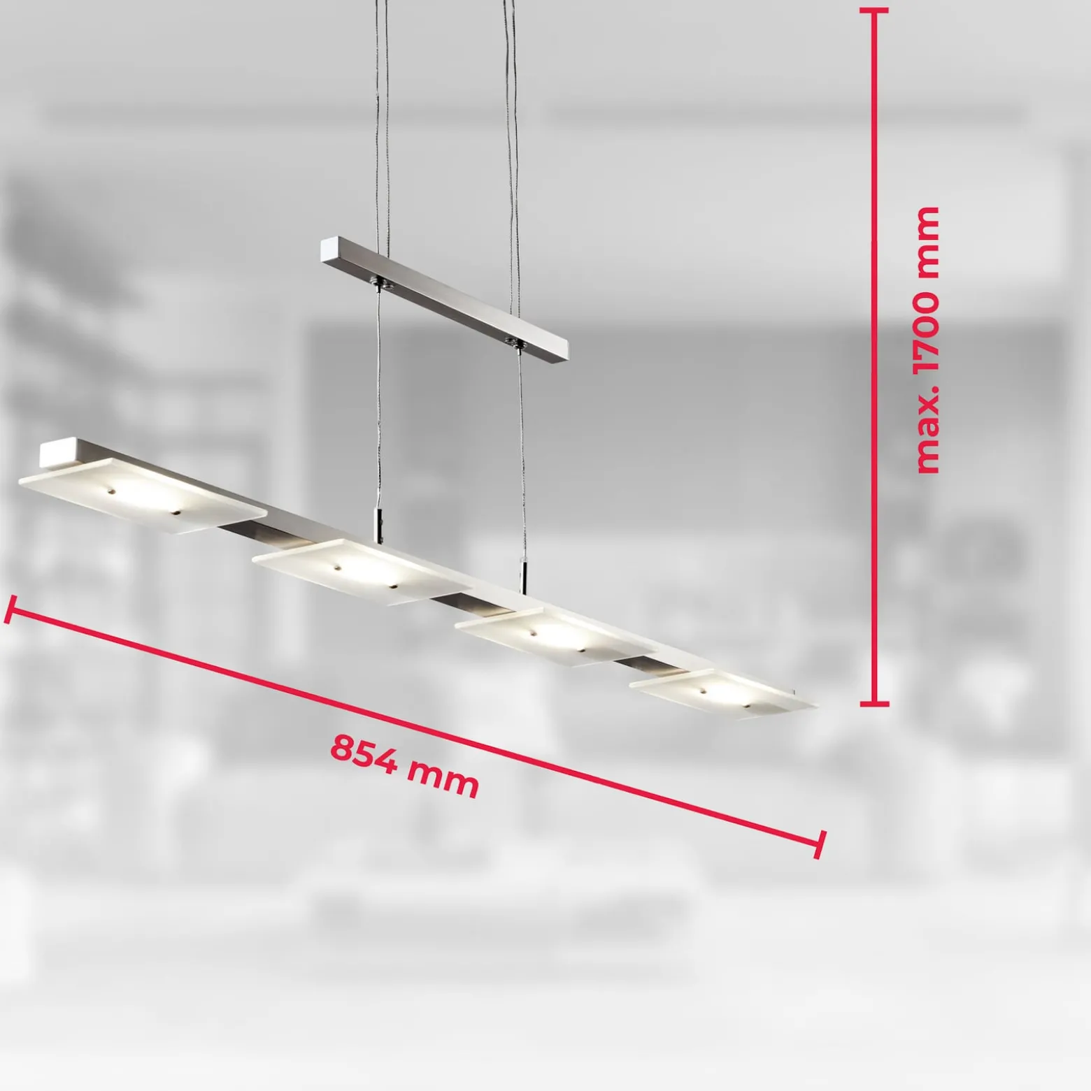 LED-Pendel Dina, 4-fl., nickel, höhenverstellbar, 3.000 K