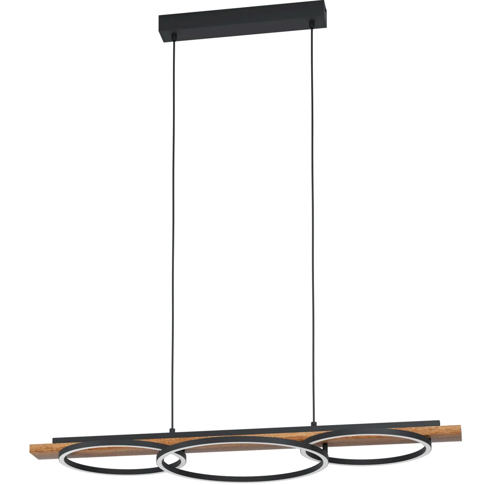 LED-Pendellampe Boyal, braun, Länge 101 cm, Holz, 3-flg.