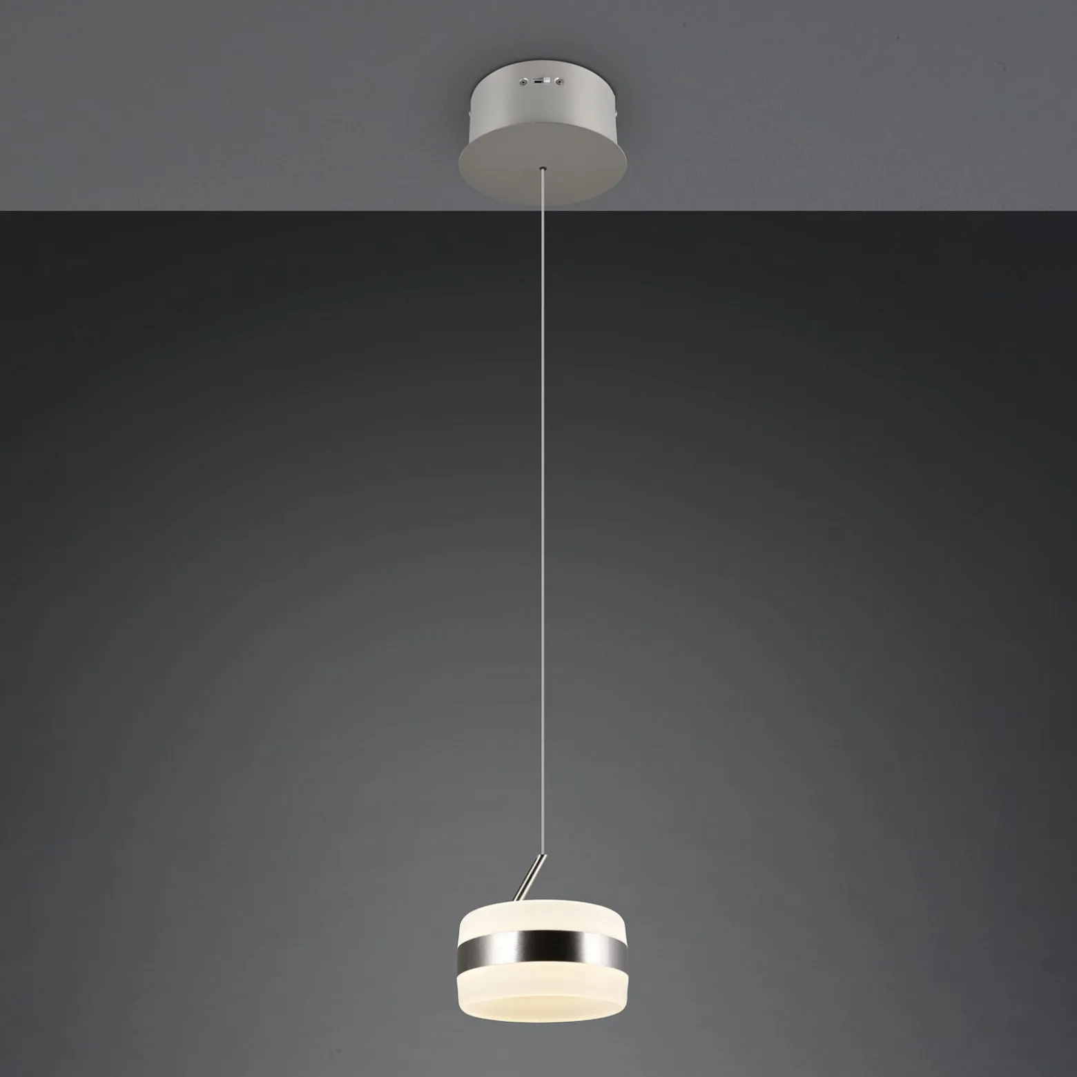 LED-Pendellampe Dios, nickelfarben, Ø 15cm, Metall, CCT