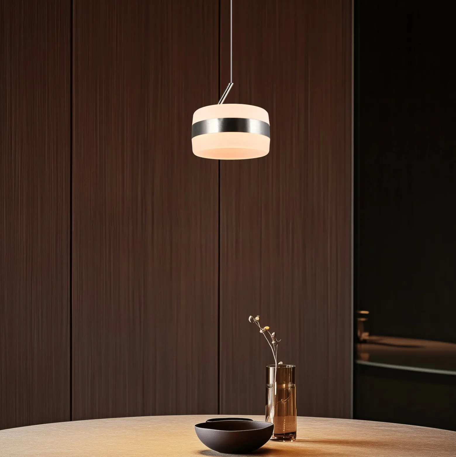 LED-Pendellampe Dios, nickelfarben, Ø 15cm, Metall, CCT