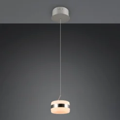 LED-Pendellampe Dios, nickelfarben, Ø 15cm, Metall, CCT