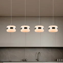 LED-Pendellampe Dios, nickelfarben, Länge 85 cm, CCT, 4-flg.