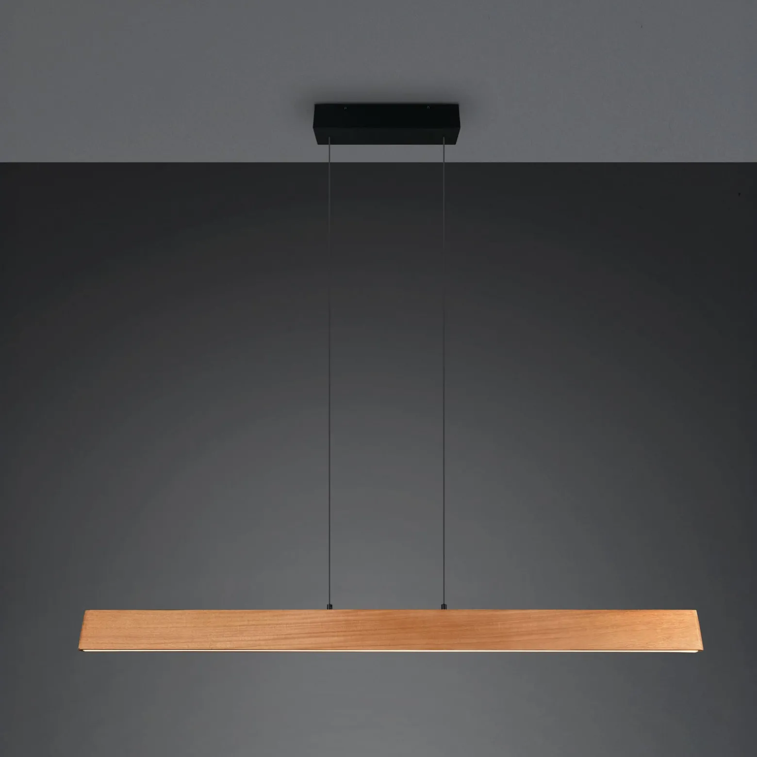 LED-Pendellampe Edgewood, Länge 150 cm, holzfarben Holz, CCT