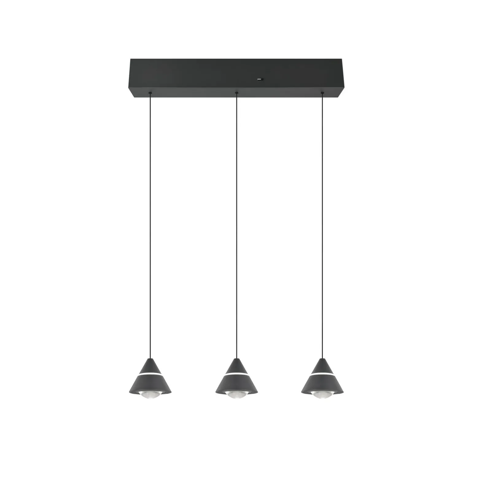 LED-Pendellampe Romeo, Länge 55 cm, schwarz, Metall, 3-flg.