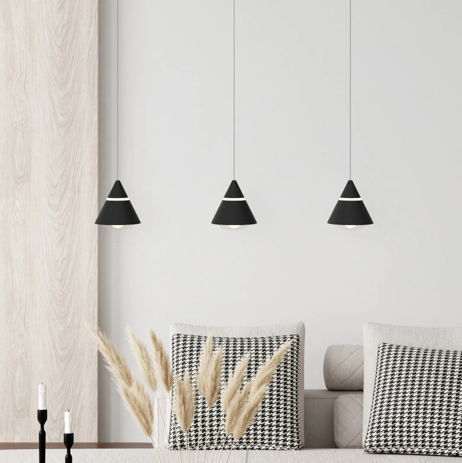 LED-Pendellampe Romeo, Länge 55 cm, schwarz, Metall, 3-flg.