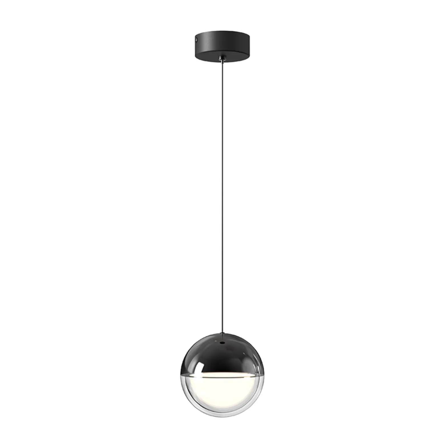 LED-Pendellampe Zirea, schwarz/chromfarben, Ø 12 cm, Metall