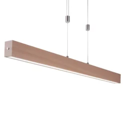LED-Pendelleuchte Amanda in Holzoptik, dimmbar