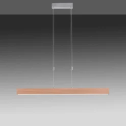 LED-Pendelleuchte Amanda in Holzoptik, dimmbar