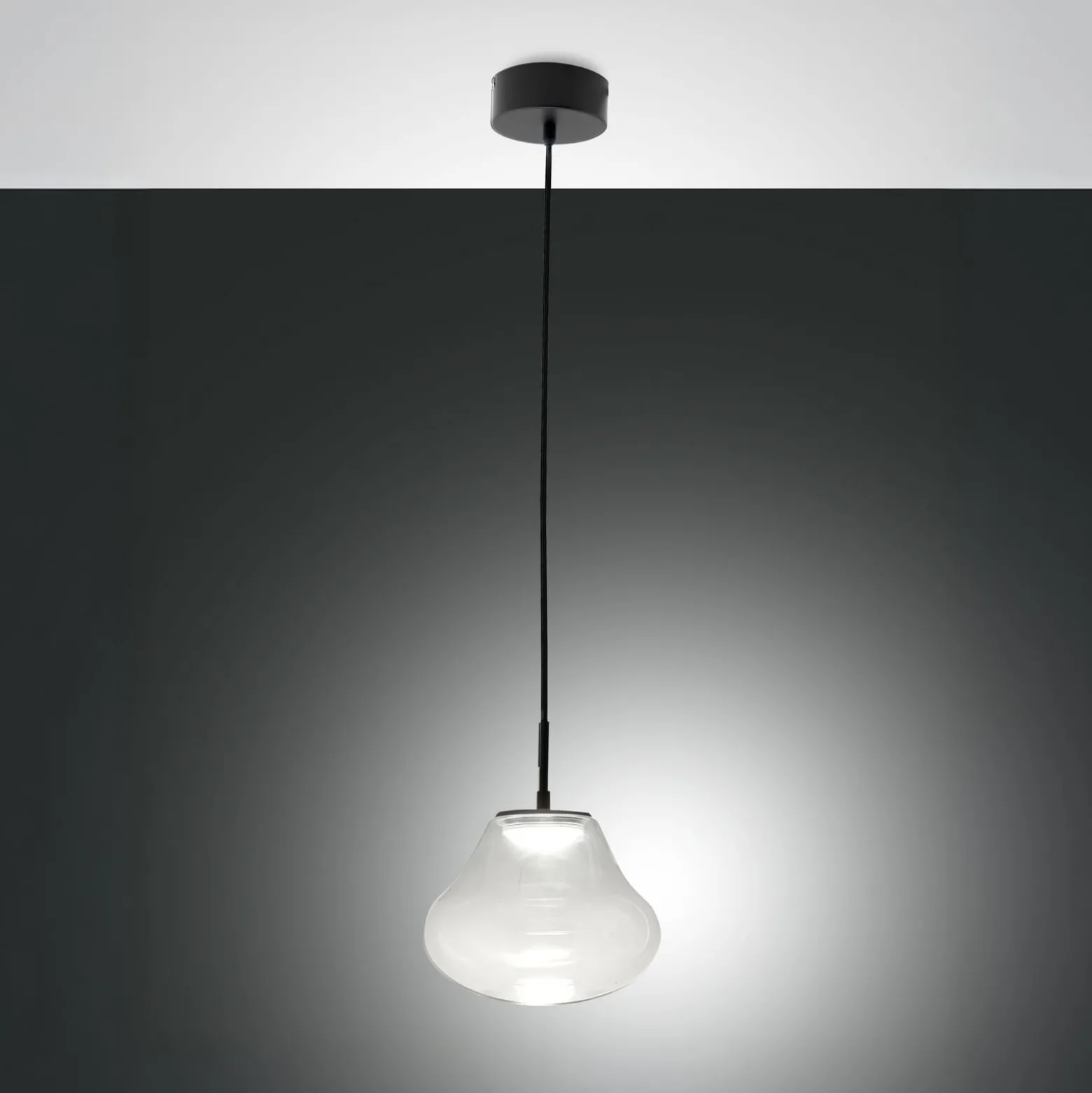 LED-Pendelleuchte Deva, klar, Glas, Ø 25 cm, CCT, dimmbar