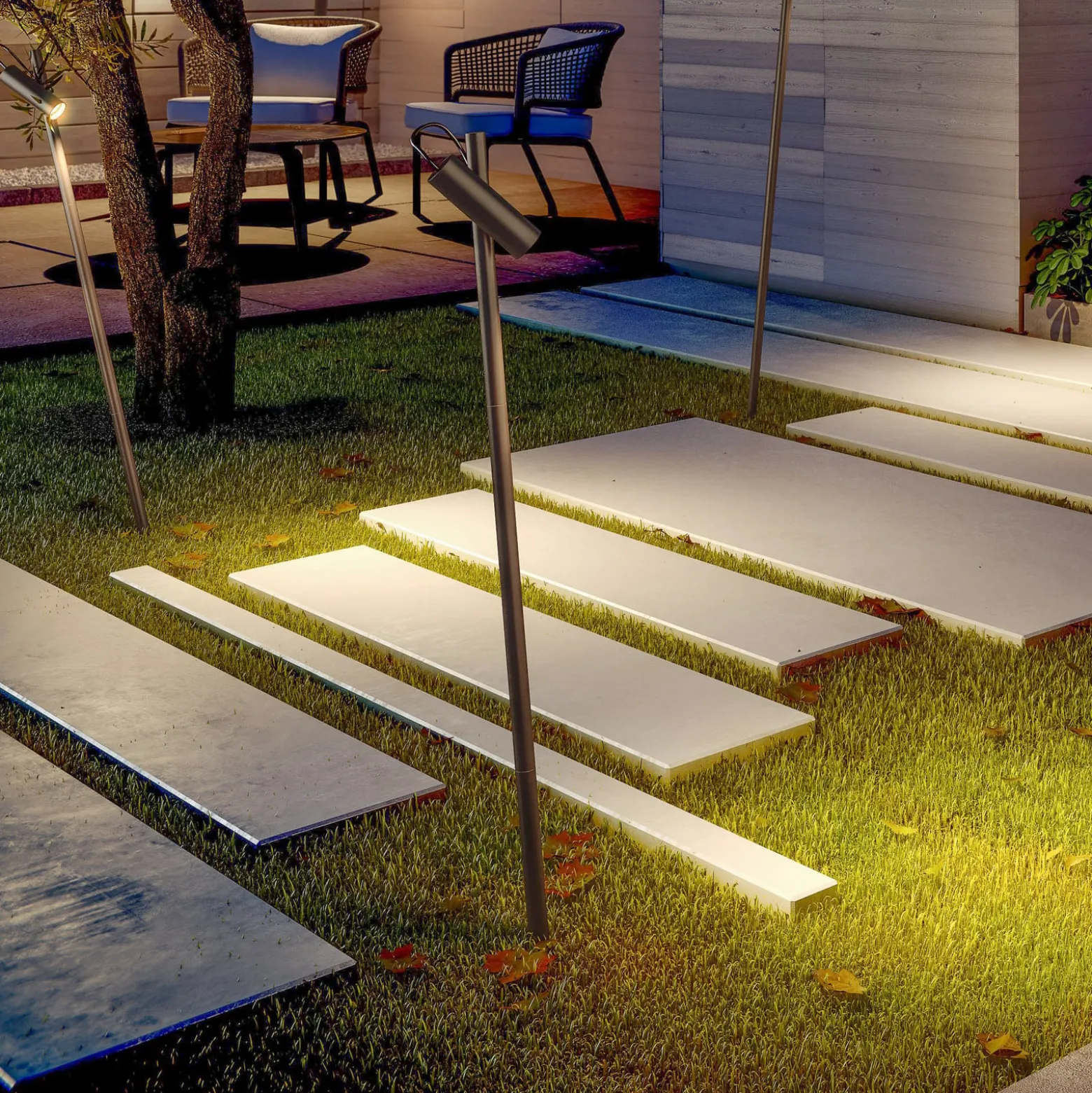 LEDS-C4 LED-Erdspießstrahler Juncus, braun, 3.000 K