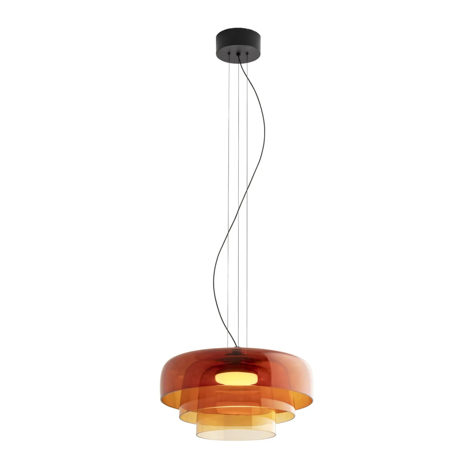 LEDS-C4 LED-Pendelleuchte Levels, 3-fach, bernsteinfarben