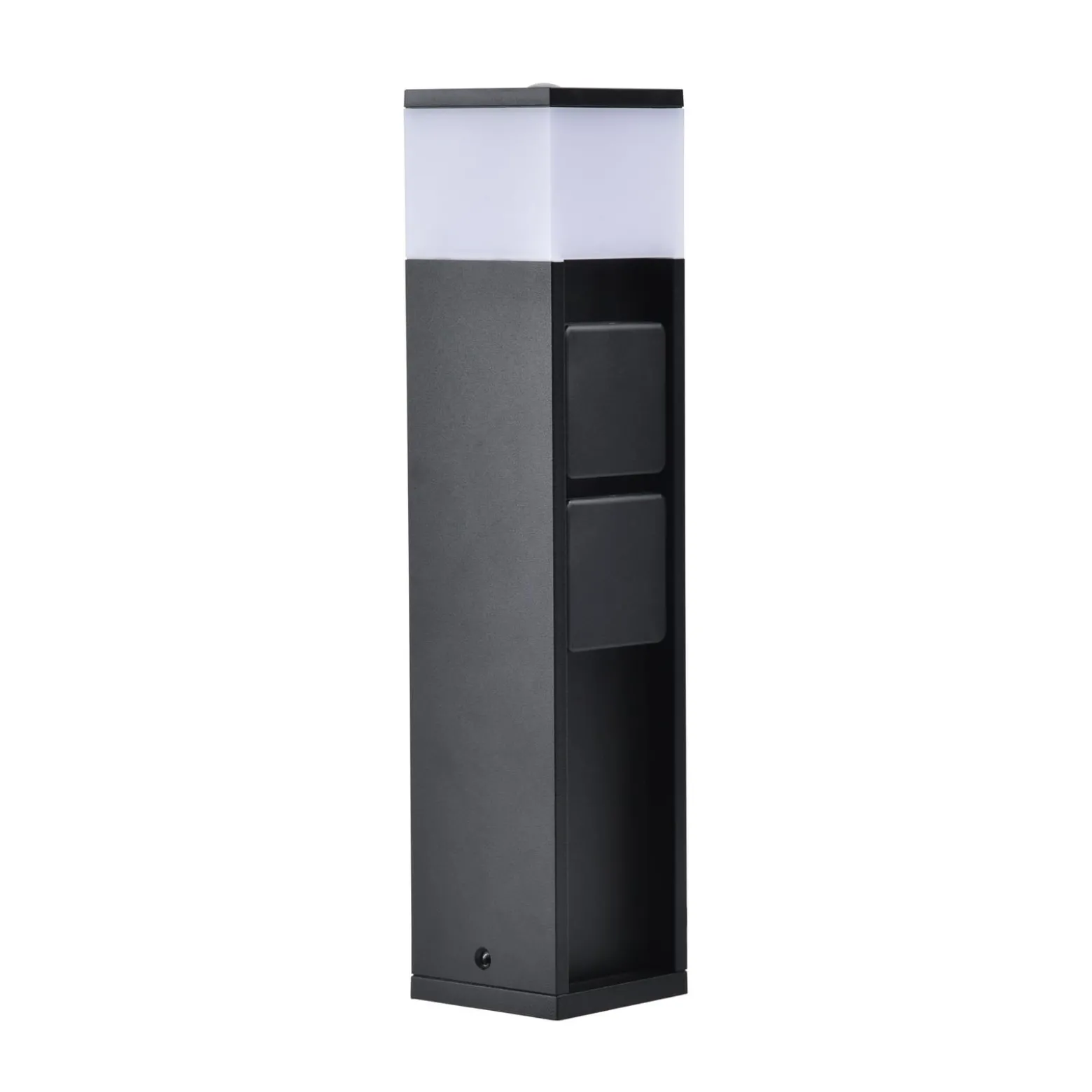 LED-Sockellampe MAINS, dunkelgrau, 37 cm, IP54, 2 Steckdosen