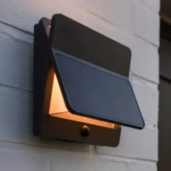LED-Solar-Außenwandlampe ALETA, dunkelgrau 18 cm Sensor IP54