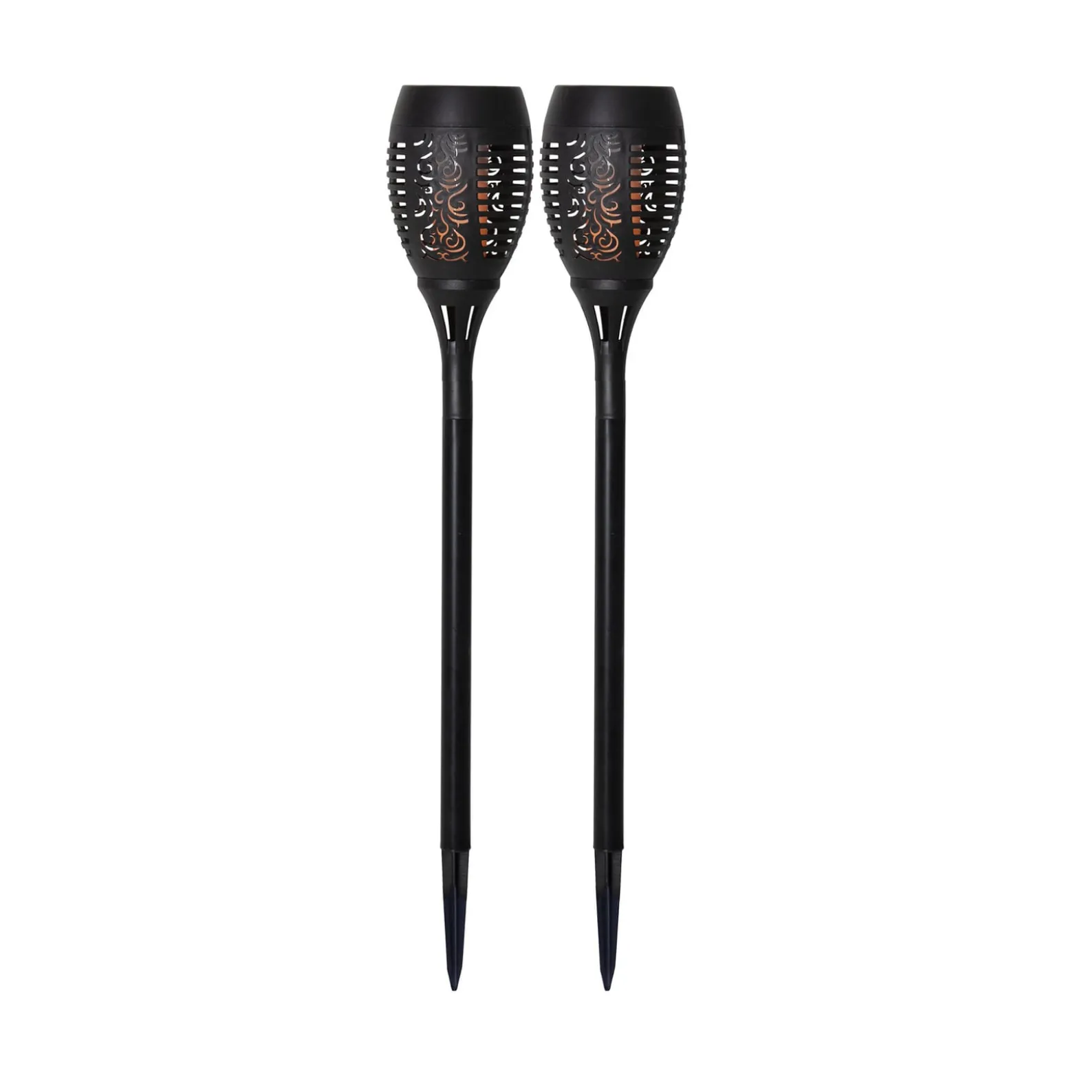 LED-Solar-Erdspießleuchte Flame, 2er-Set