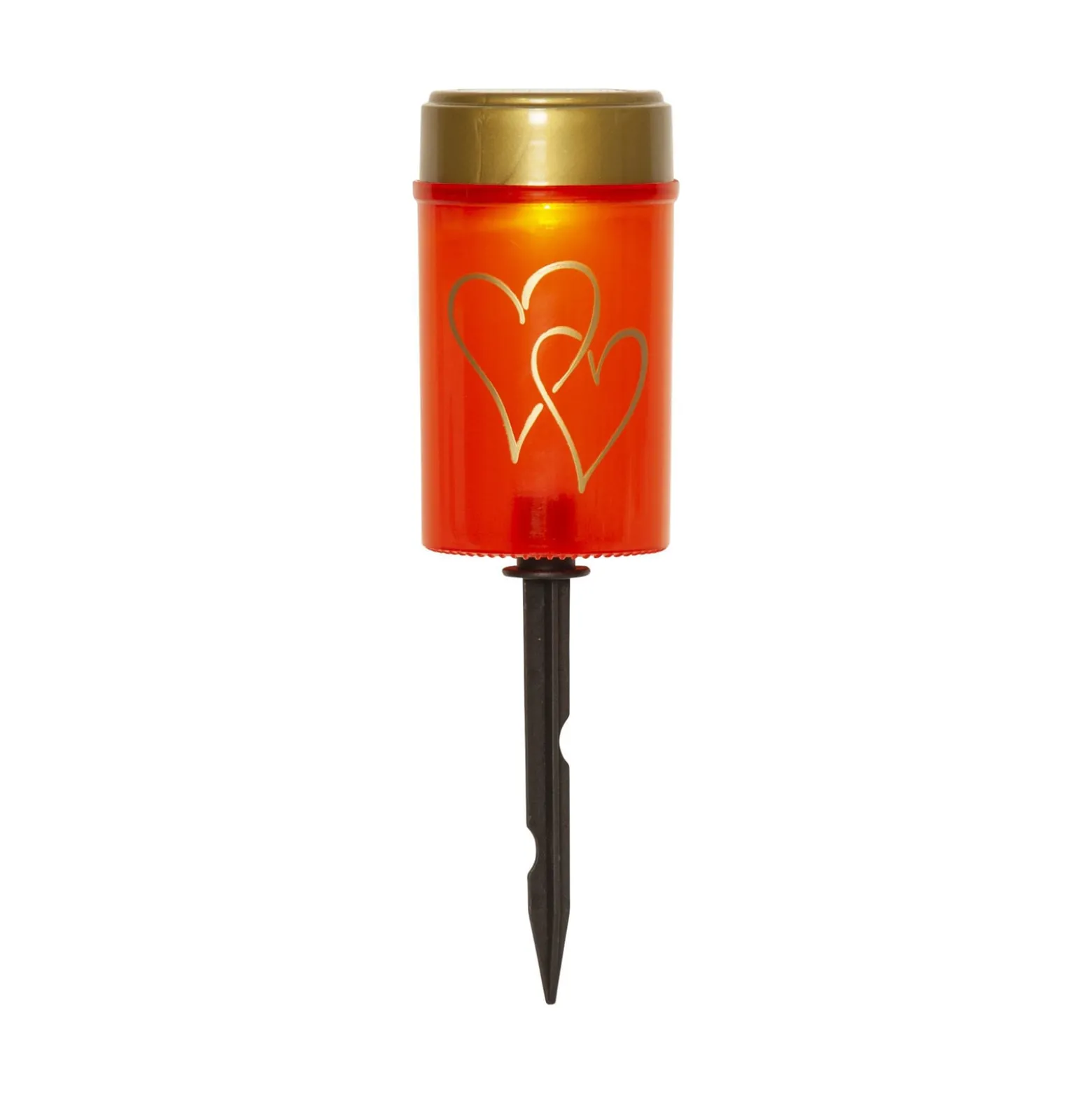 LED-Solar-Erdspießleuchte Hearty, rot/gold, 12 cm Kunststoff