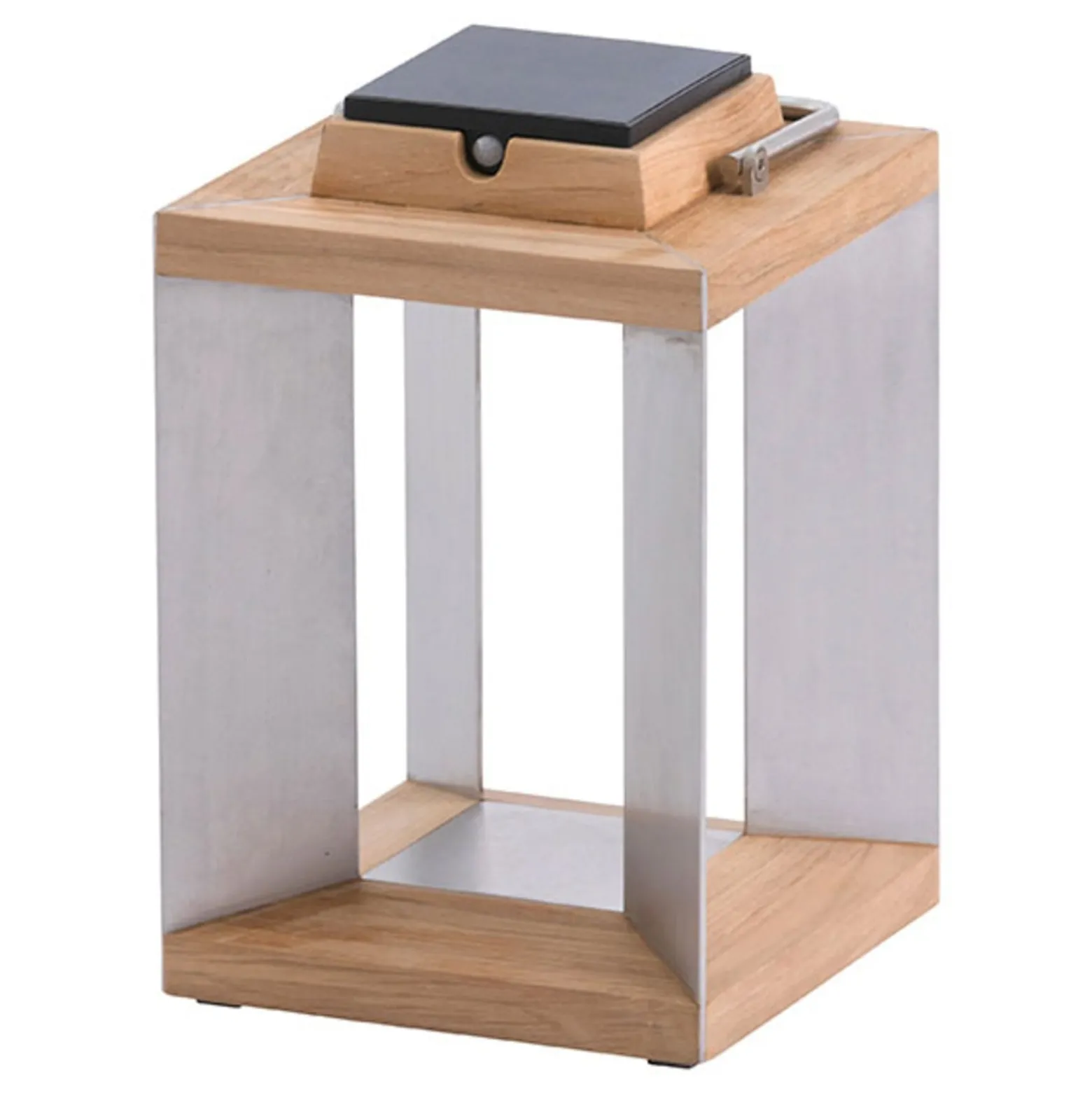 LED-Solarlaterne Teckinox, Teak/Stahl, 36,5cm