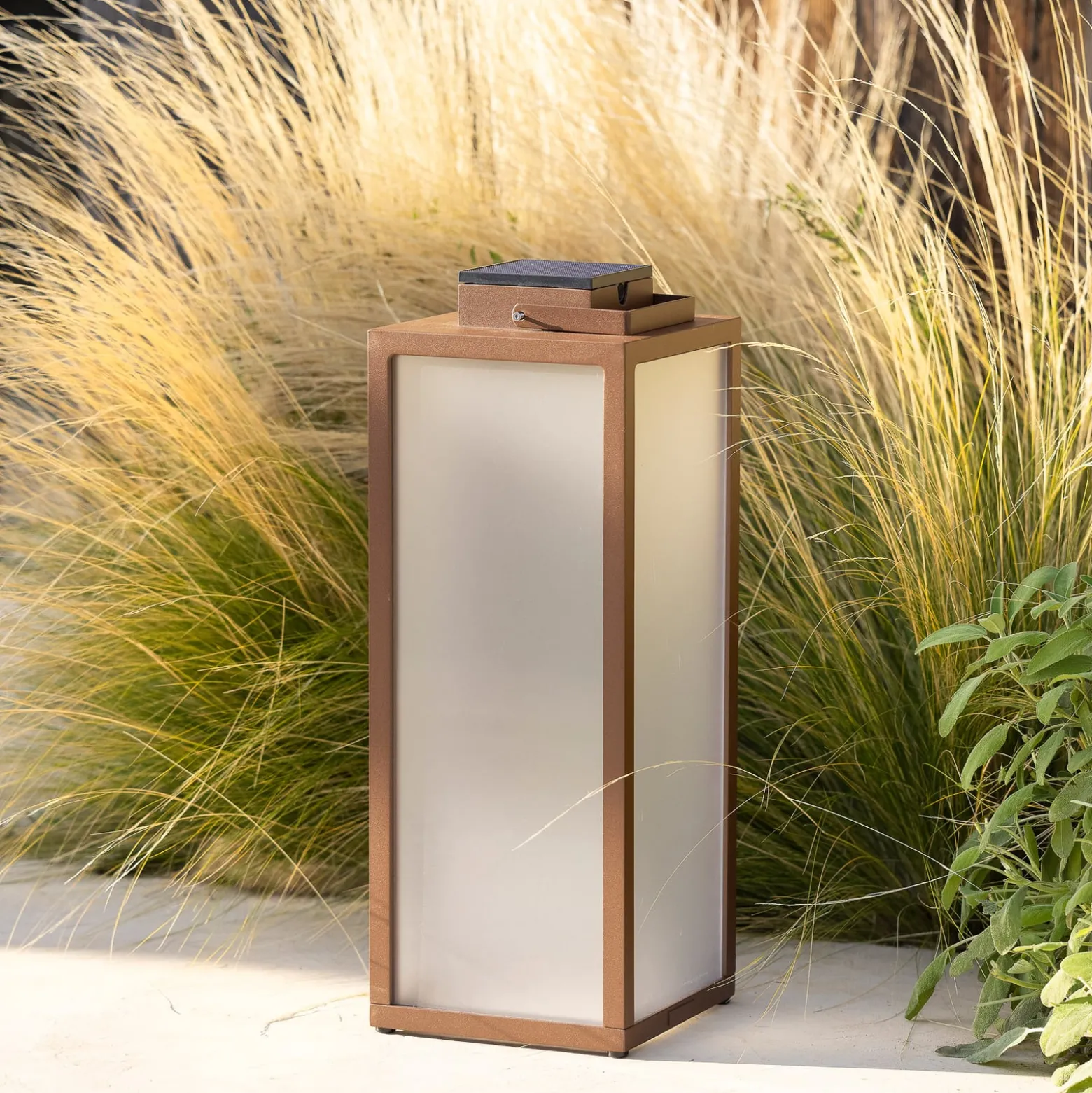 LED-Solarlaterne Tradition, corten, Höhe 65 cm