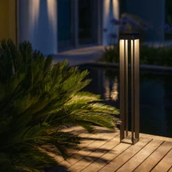 LED-Solarleuchte Borne mit Sensor, 90 cm, grau