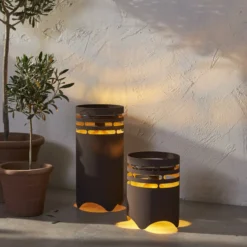 LED-Solarleuchte Marron, Höhe 25 cm, braun, Metall, USB-C