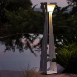 LED-Solarleuchte Osmoz aus Aluminium, 175 cm, weiß