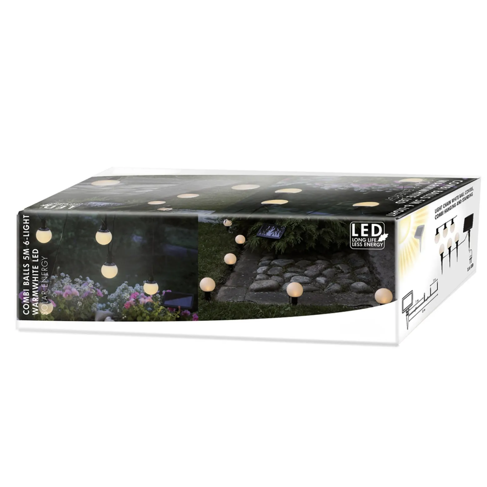 LED-Solarlichterkette Combo, 6-flammig, IP44, Kunststoff