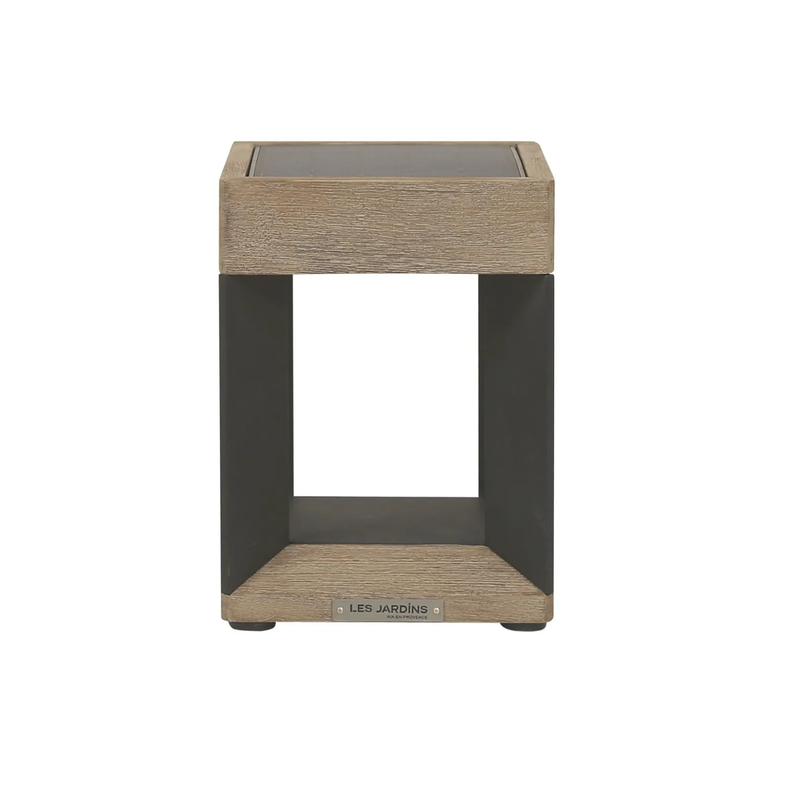LED-Solartischleuchte Teckalu, schwarz/holz hell