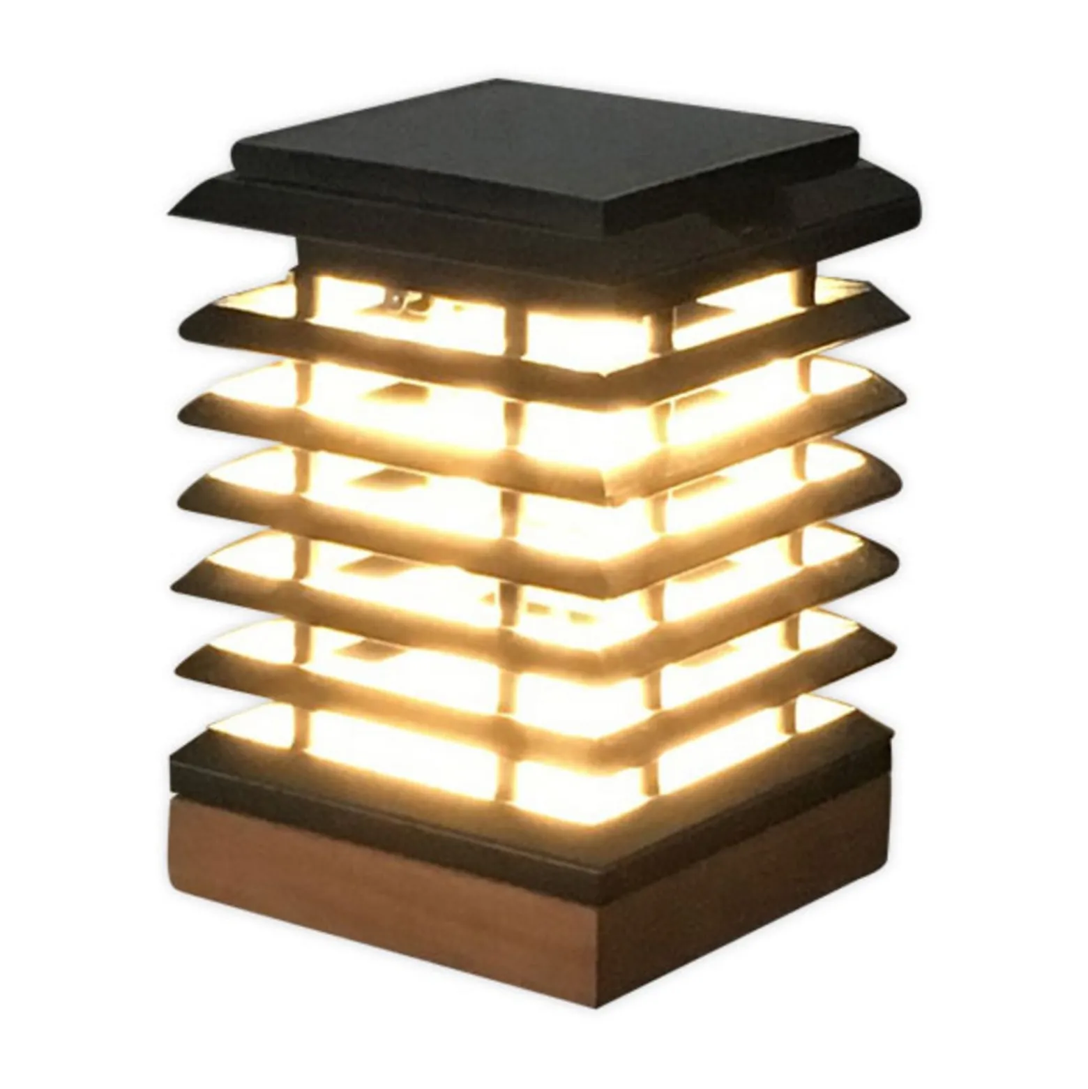 LED-Solartischleuchte Tekura aus Teak-Holz