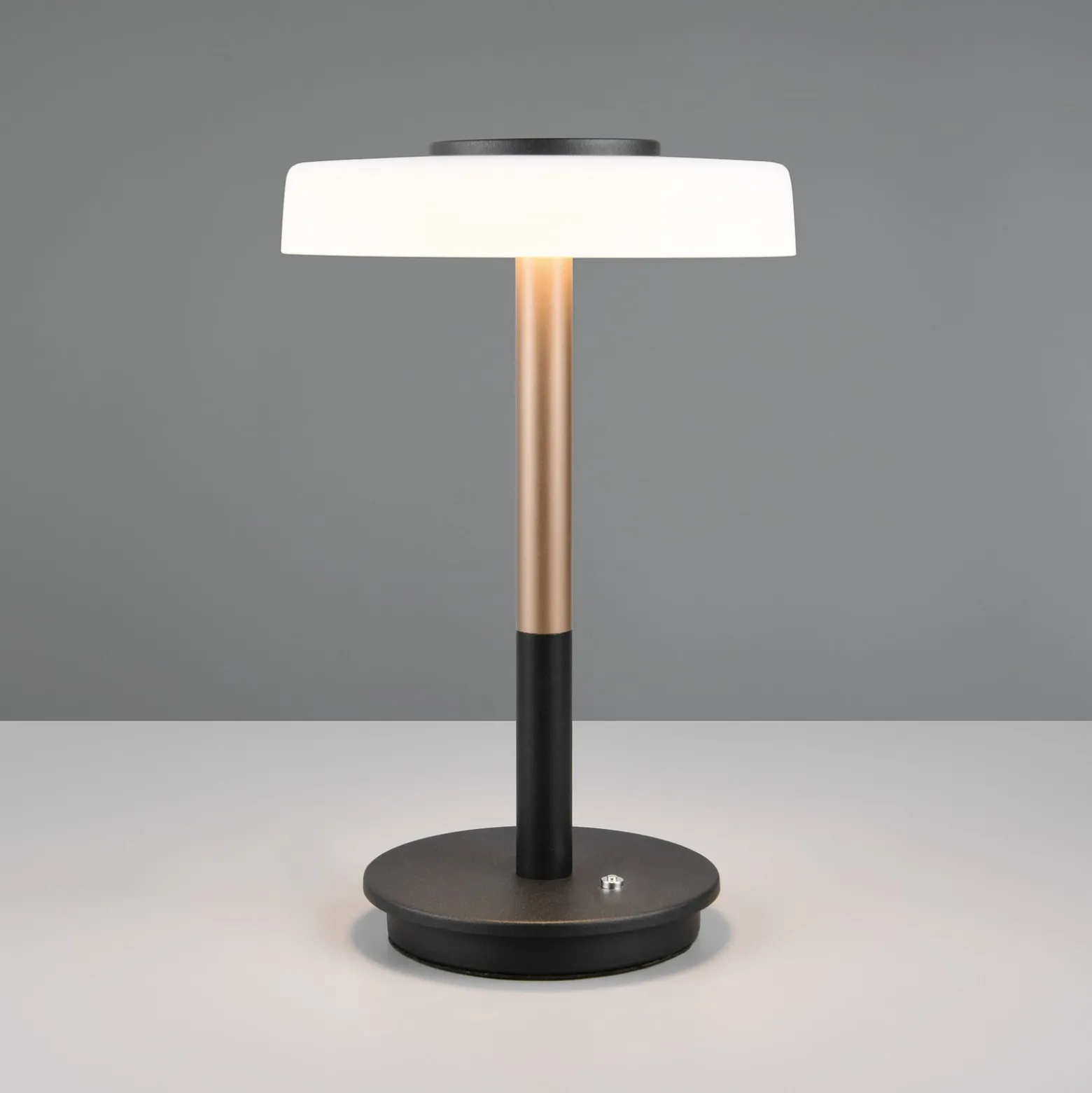 LED-Tischlampe Celeste weiß/braun 35 cm Glas/Metall Touchdim