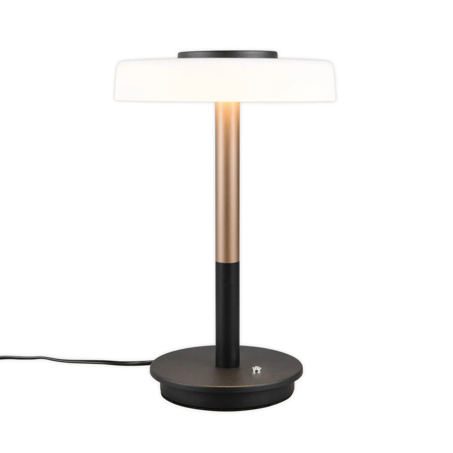 LED-Tischlampe Celeste weiß/braun 35 cm Glas/Metall Touchdim