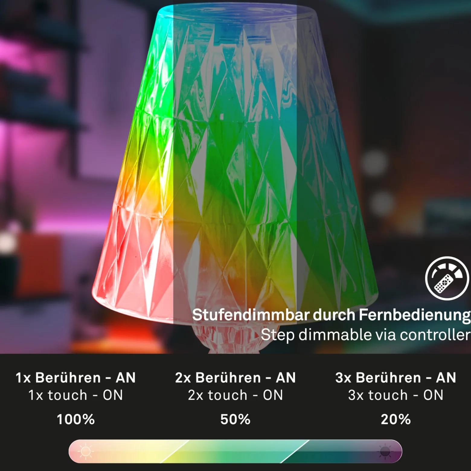 LED-Tischlampe 7464010 RGB mit Fernbedienung