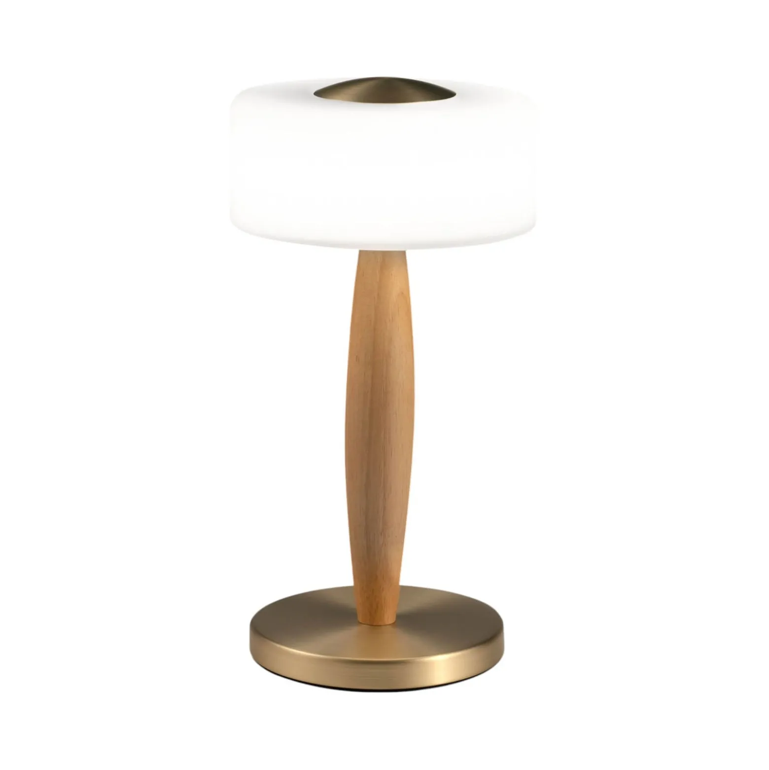 LED-Tischleuchte Elea, messingfarben, Höhe 29 cm, Glas, Holz