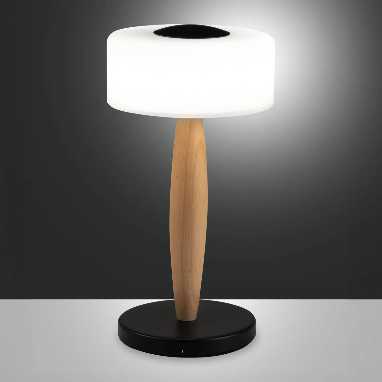 LED-Tischleuchte Elea, schwarz, Höhe 29 cm, Glas, Holz