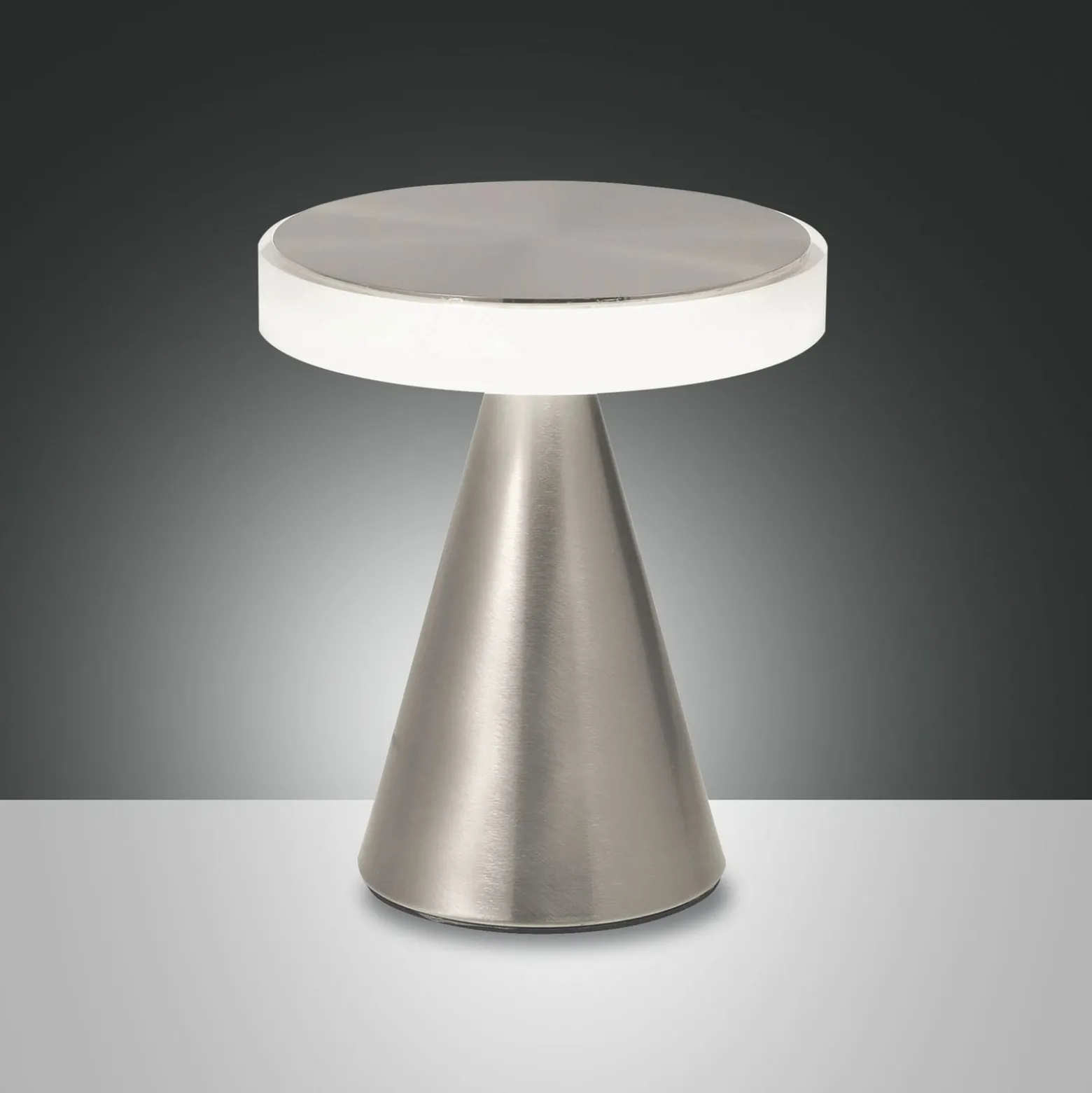 LED-Tischleuchte Neutra, Höhe 20 cm, nickel, Touchdimmer