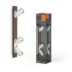 LEDVANCE LED-Deckenspot Mercury GU10, 3-fl., Holz/weiß