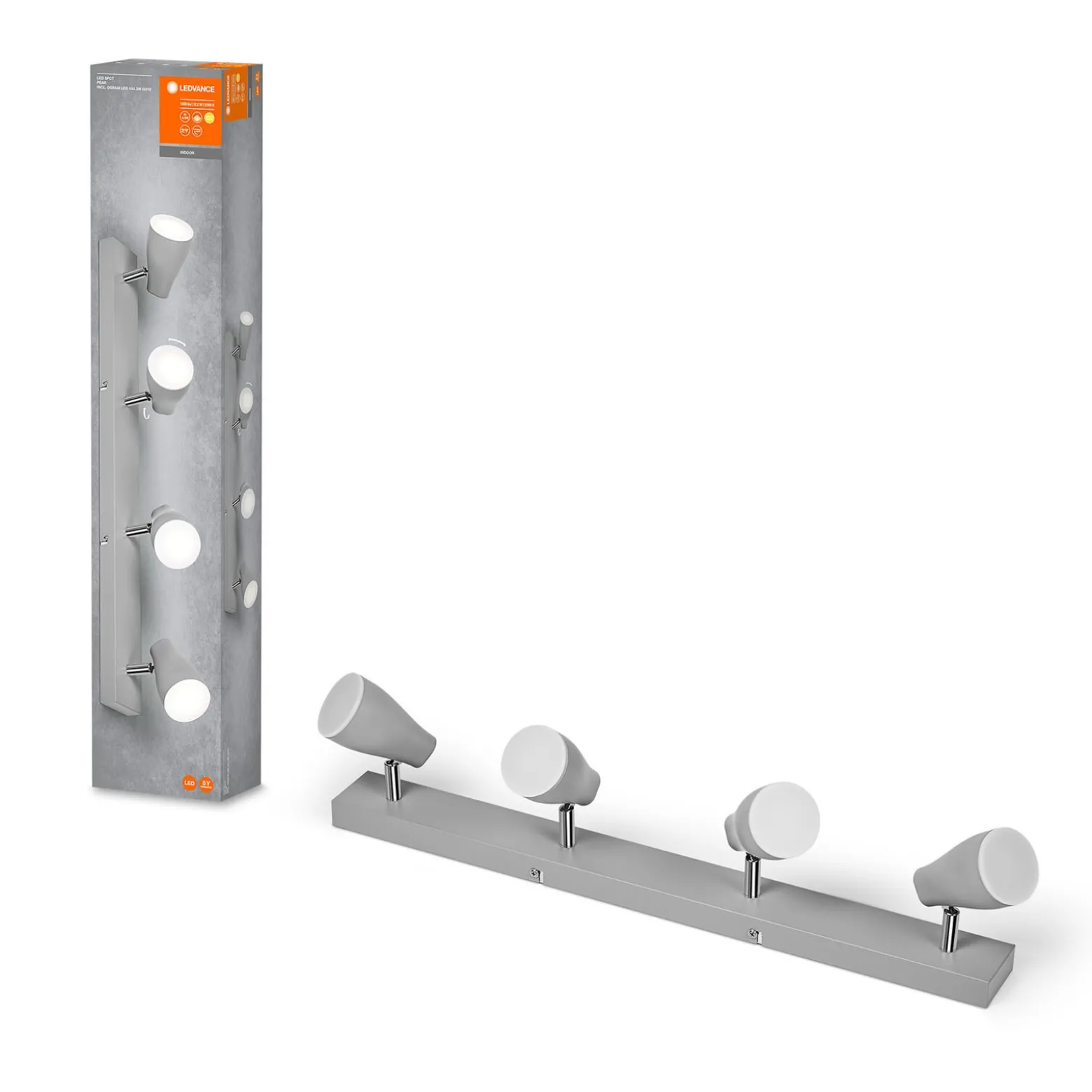 LEDVANCE Pear LED-Anbauspot GU10 4-flammig grau