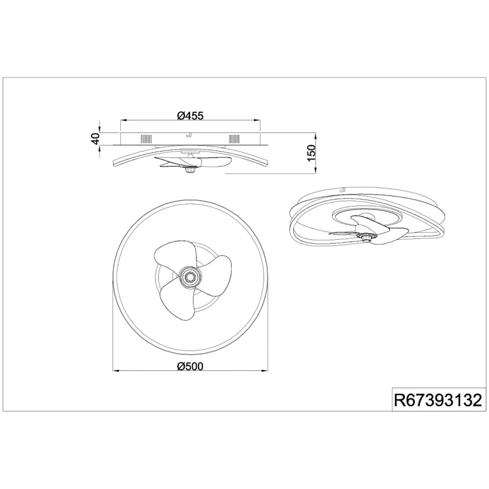LED-Ventilator Sortland, DC, leise, 50cm, CCT, Fernbedienung