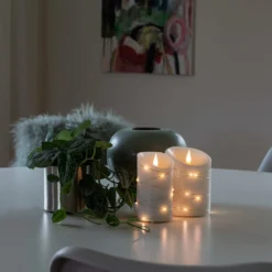 LED-Wachskerze weiß Lichtfarbe Warmweiß 14 cm